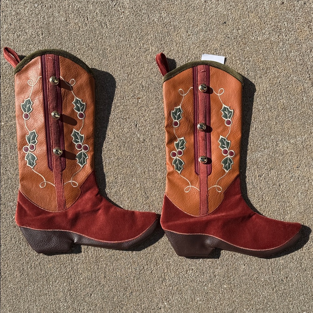 Cowboy Boot Christmas Stockings - Set of 2 - NWT